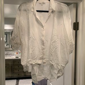Young Fabulous & Broke. White cotton short sleeve button down. Size L.